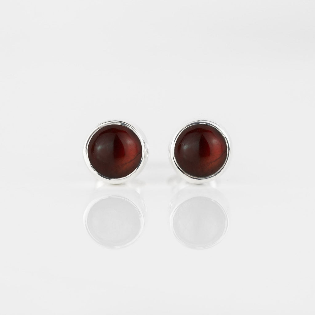 Beautiful Oval Shape Garnet Studs Earrings, 925 Sterling Silver