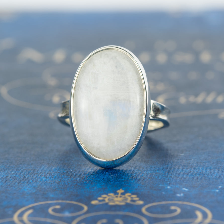 No. 504 - One Of A Kind Oval Moonstone Storybook Ring - Size U
