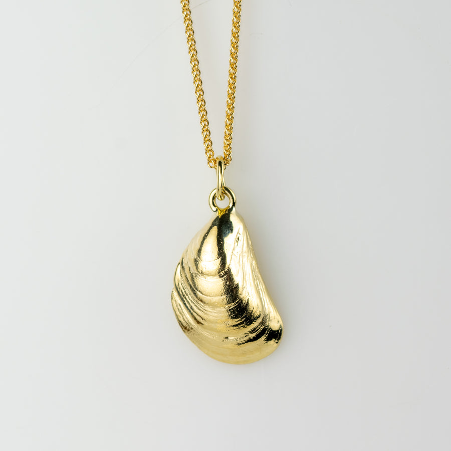 Gold Horse Mussel Shell Pendant