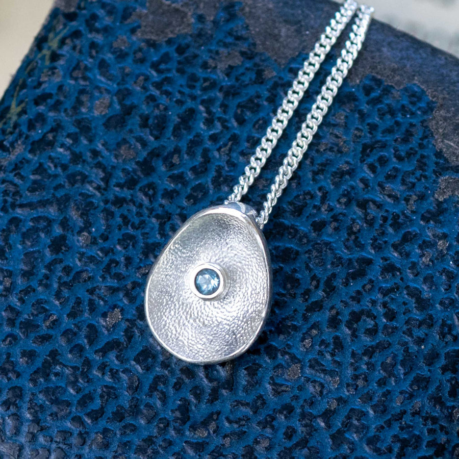 Sea Buttons March Birthstone Silver Aquamarine Pendant