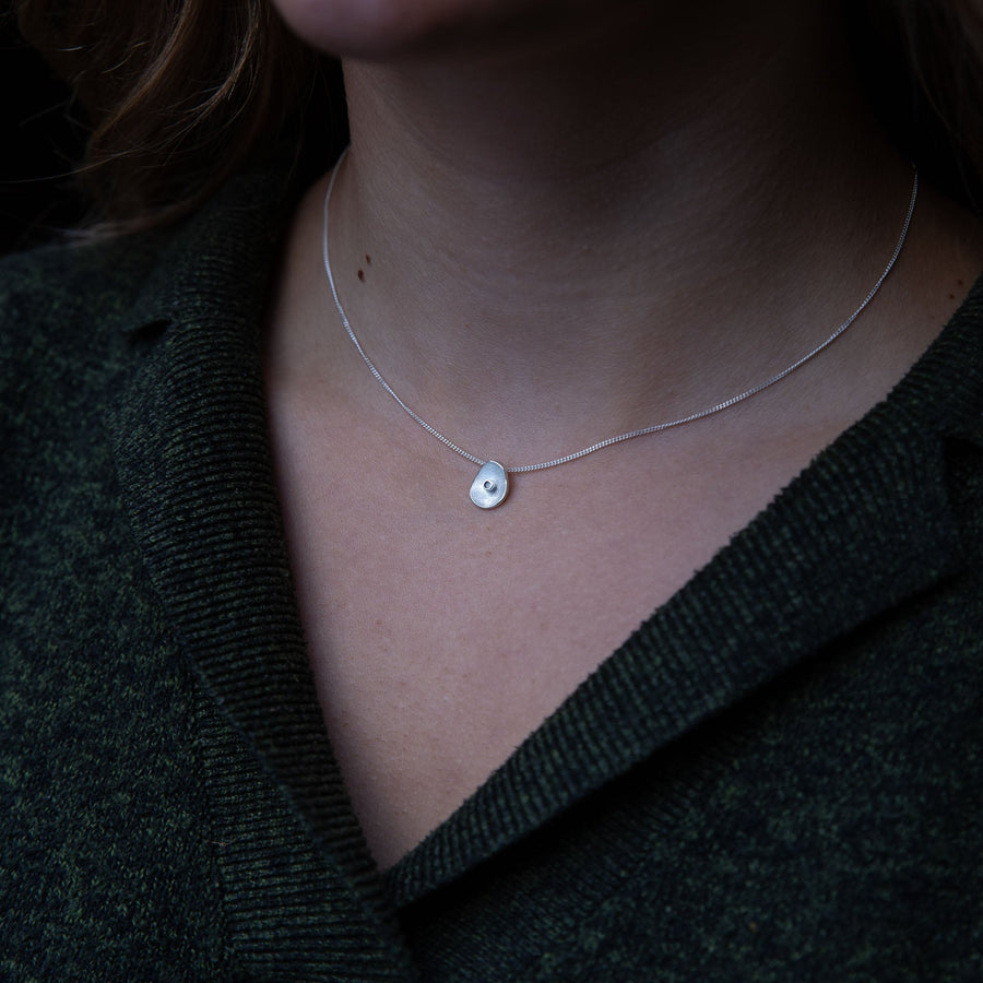 Sea Buttons January Birthstone Silver Garnet Pendant