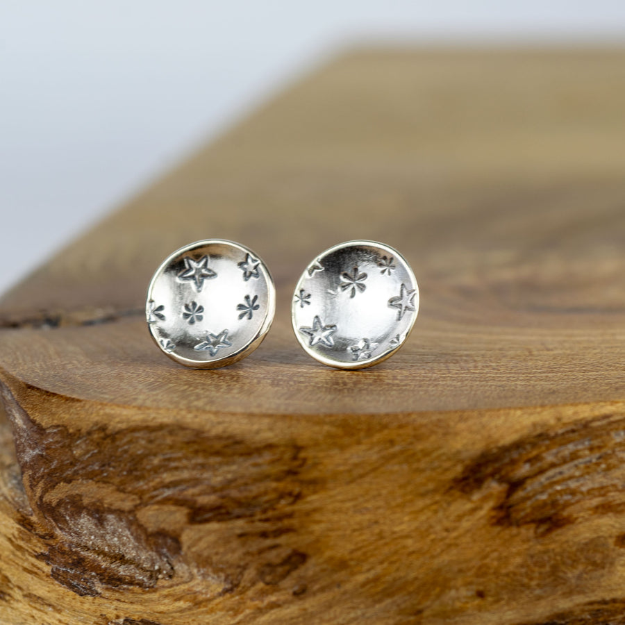 Silver Star Domed Studs