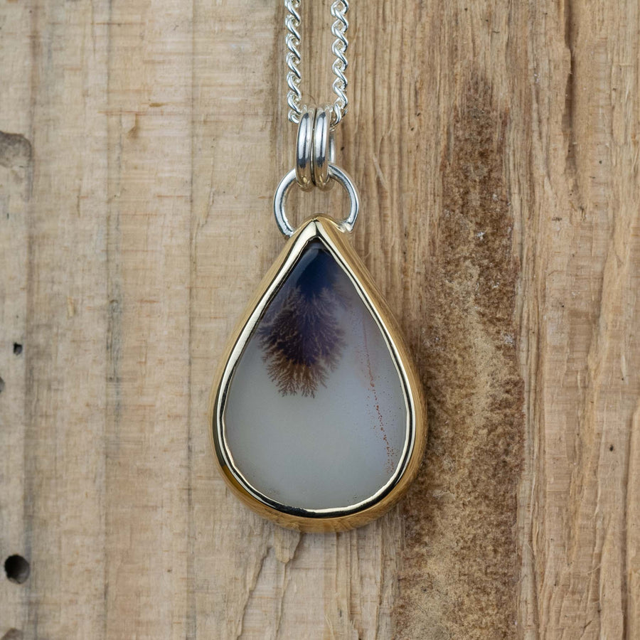 No. 159 - Silver and Gold Dendritic Agate Seaweed Pendant