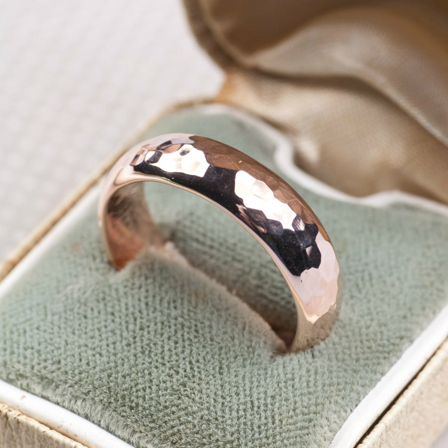 Simple Hammered Gold Wedding Ring