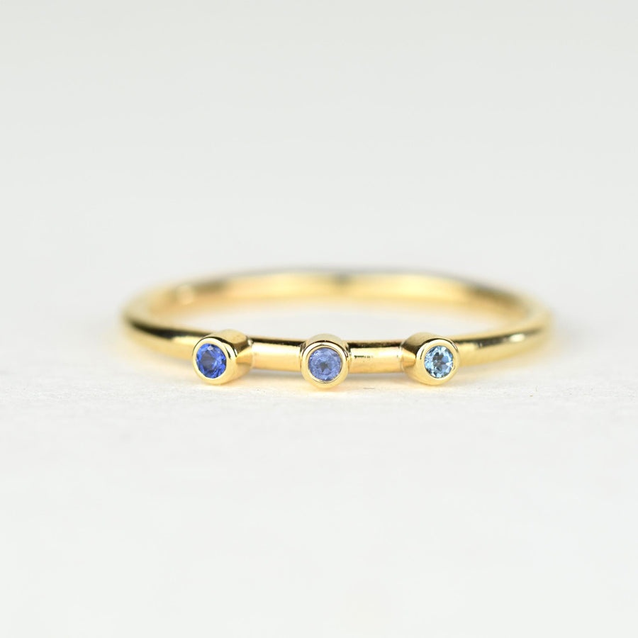 Andromeda Gold Three Birthstone Stacker Ring
