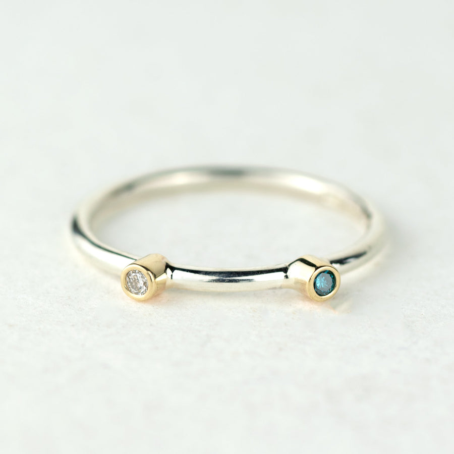 Andromeda Silver & Gold Two Birthstone Stacker Ring