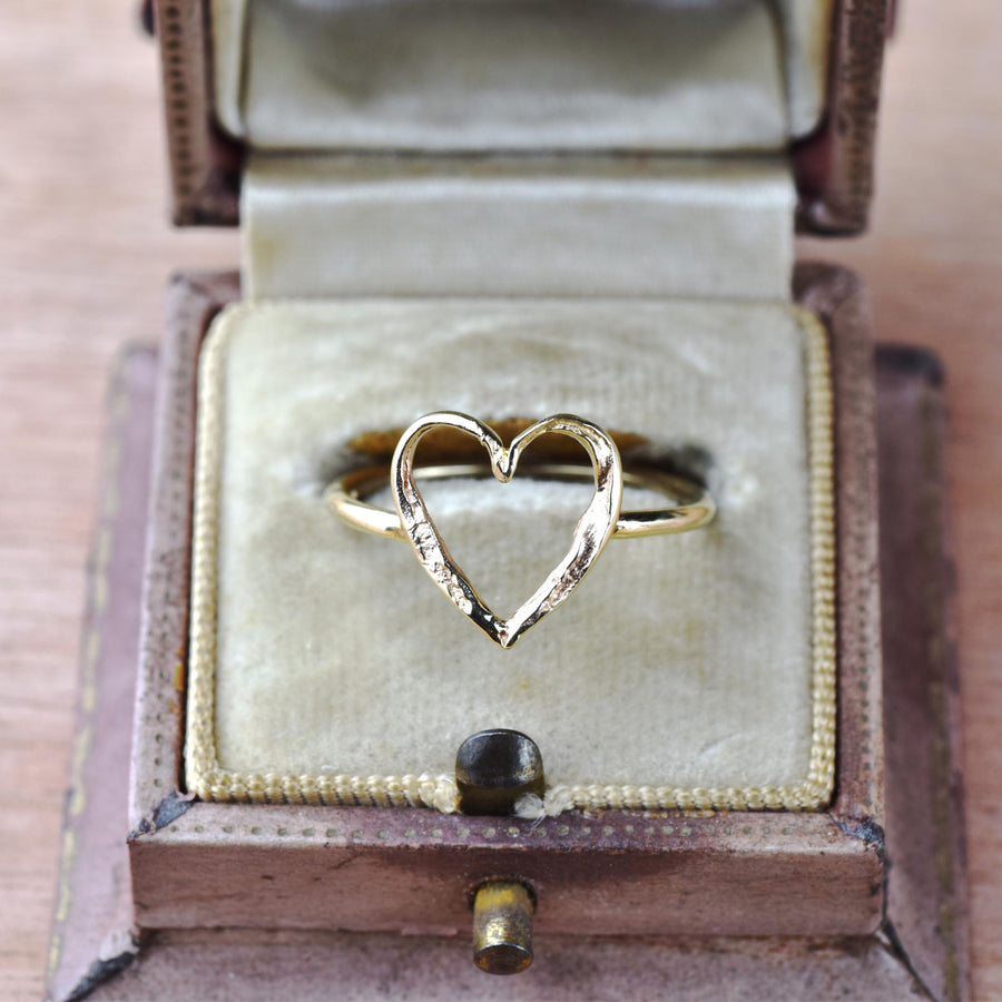 Small Gold Open Heart Ring