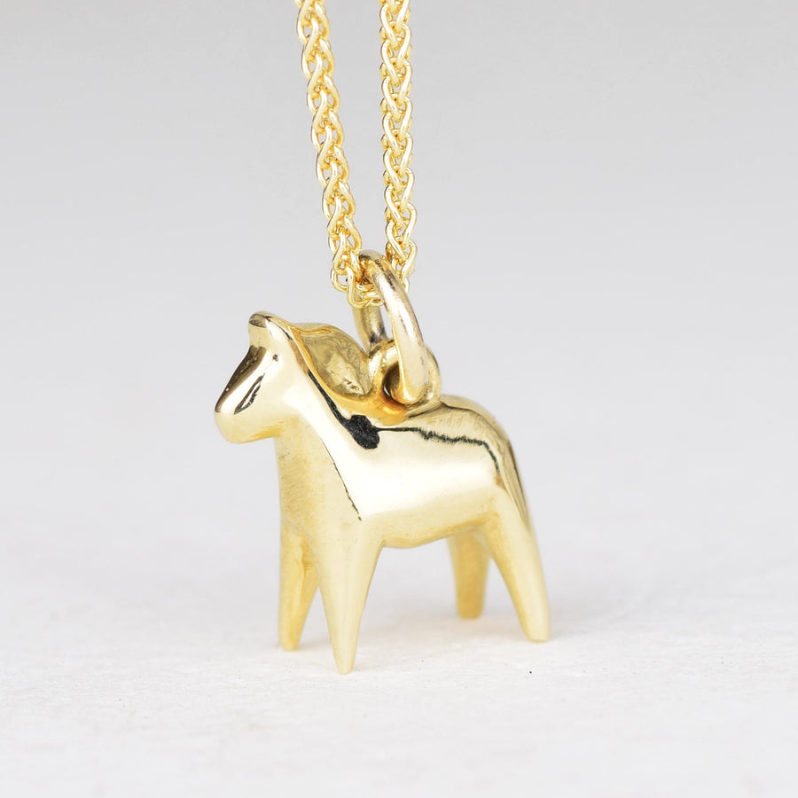 Small Gold Dala Horse Pendant