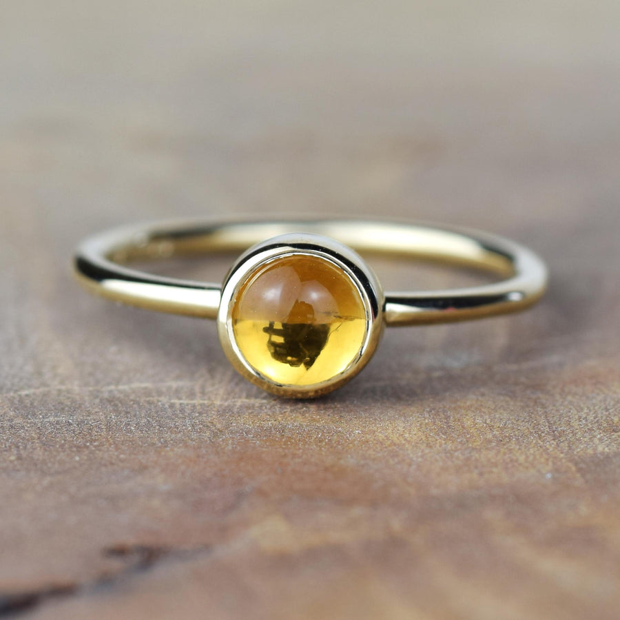 6mm Citrine Solid Gold Stacking Ring