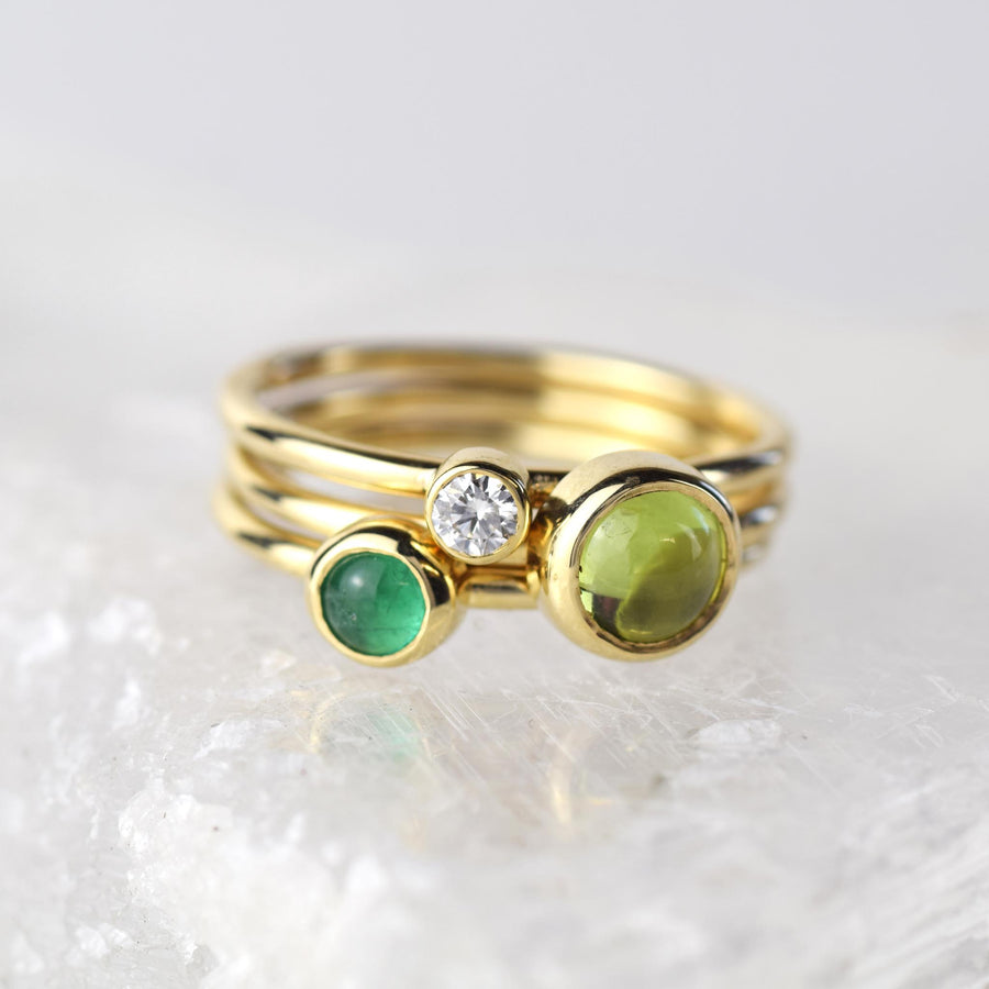 6mm Peridot Solid Gold Stacking Ring