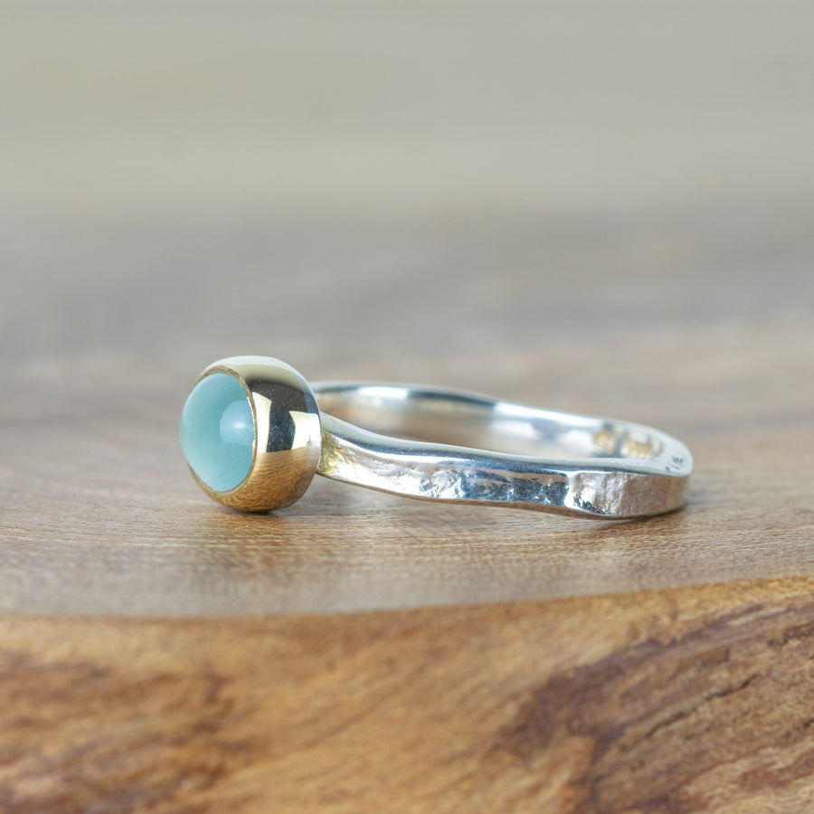 Silver and Gold Oval Aquamarine Storybook Ring