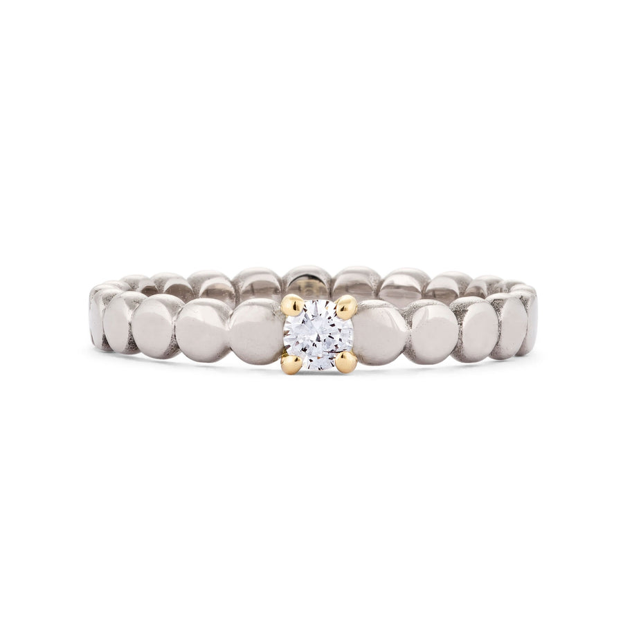 White Gold Diamond Pebble Engagement  Ring