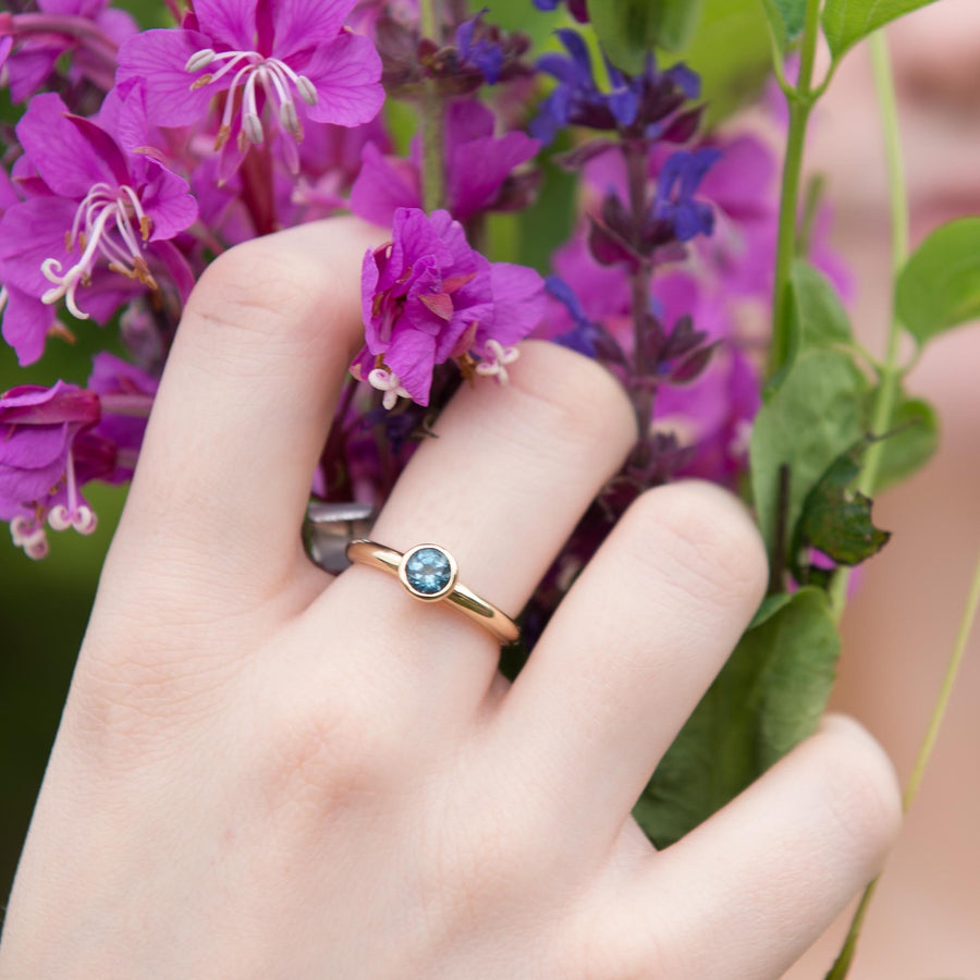 London Blue Topaz Gold Solitaire Ring