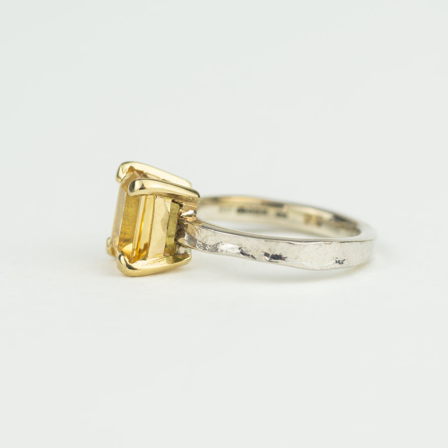 Guinevere - Citrine Silver and Gold Statement Ring