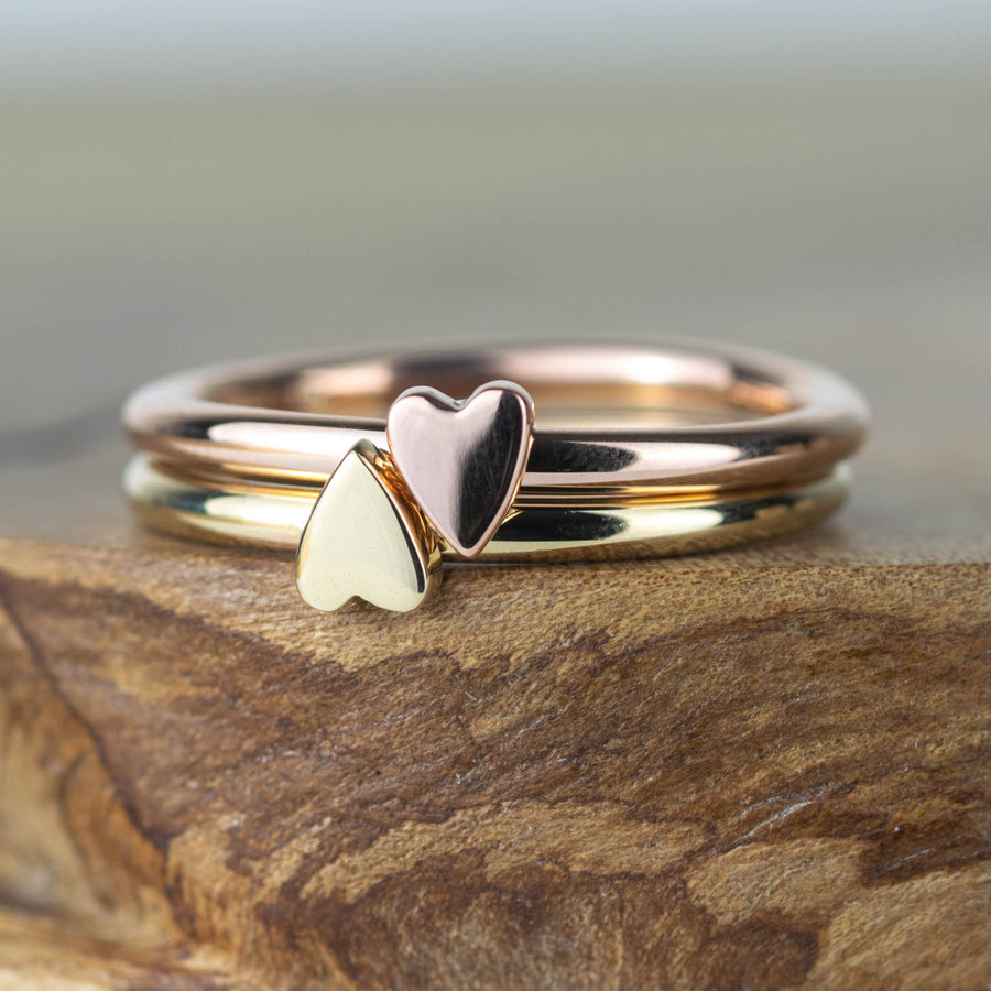 Lunar Solid Yellow Gold Heart Ring