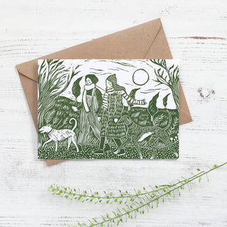 A Windy Walk Greeting Card