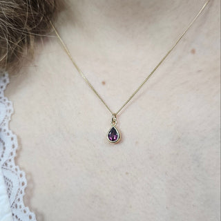 Gold Teardrop Rhodolite Garnet Alice Pendant