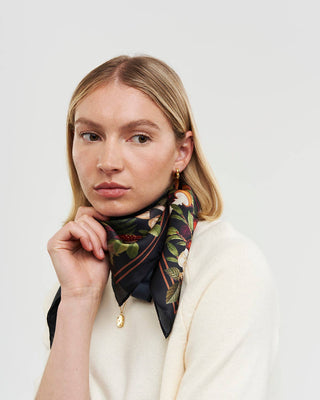 Orla Mushroom Small Square Scarf in Black