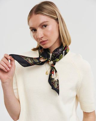 Orla Mushroom Small Square Scarf in Black