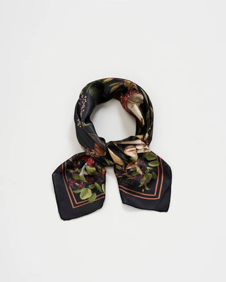 Orla Mushroom Small Square Scarf in Black