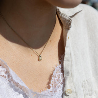 Tiny Diamond Solid Gold Sea Urchin Pendant