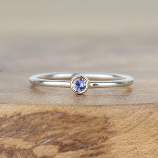 3mm Tanzanite Silver and Gold Andromeda Ring - Size R 1/2