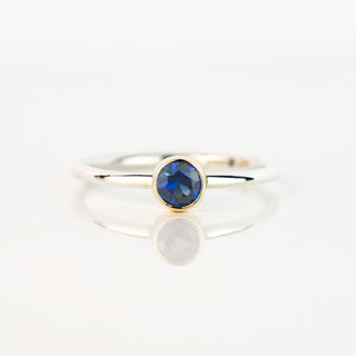 Aquarius - Sapphire, Diamond, Blue Topaz Silver and Gold Stacking Ring Set