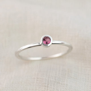 Aurora - Amethyst, Peridot and  Pink Tourmaline Silver Stacking Ring Set