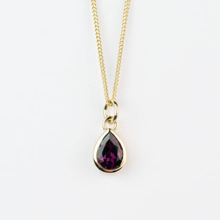 Gold Teardrop Rhodolite Garnet Alice Pendant