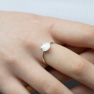 Mini Scallop Shell Silver Stacking Ring