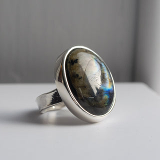 No.935 - One of a Kind Oval Labradorite Ring - Size O