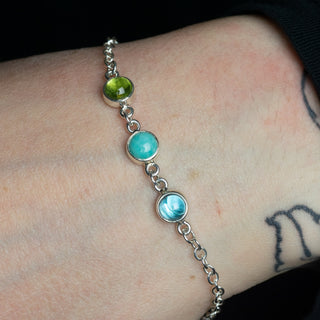 Peridot, Amazonite and Swiss Blue Topaz Multi Stone Bracelet