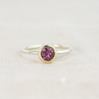 5mm Rhodolite Garnet White & Yellow Gold Andromeda Ring - Size N 1/2