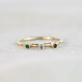 Andromeda Ruby, Aquamarine and Emerald Gold Three Stone Ring - Size N 1/2