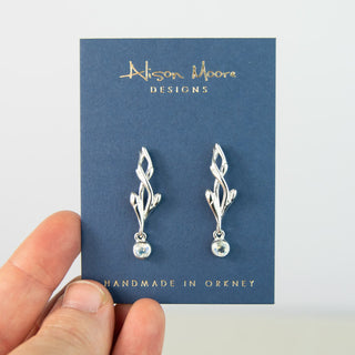Entwined Moonstone Silver Drop Earrings