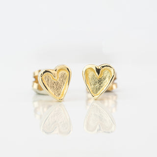 Gold Tiny Double Heart Studs