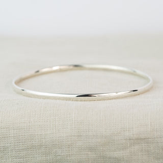 Skinny Simple Polished D-Shaped Bangle