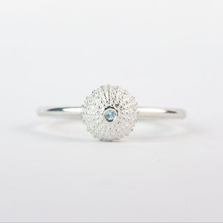 Mini Sea Urchin Aquamarine Stacking Ring