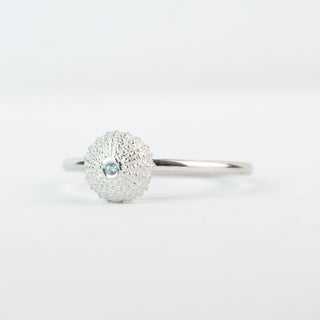 Mini Sea Urchin Aquamarine Stacking Ring
