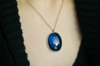 No. 919 - Silver Labradorite Oval Pendant