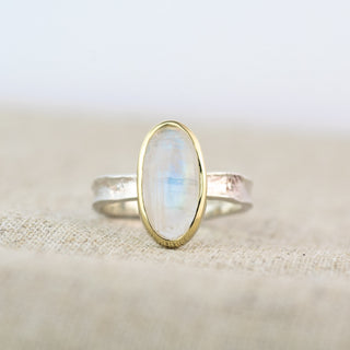Narrow Mirror Mirror Moonstone Ring - Size N 1/2