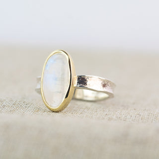 Narrow Mirror Mirror Moonstone Ring - Size N 1/2