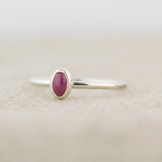 Oval Ruby Nebula Silver Ring - Size N