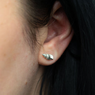 Mini Silver Whelk Shell Stud Earrings