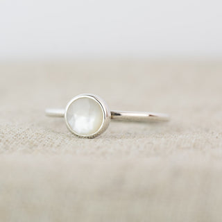 6mm Mother of Pearl Silver Stacking Ring - Size Q