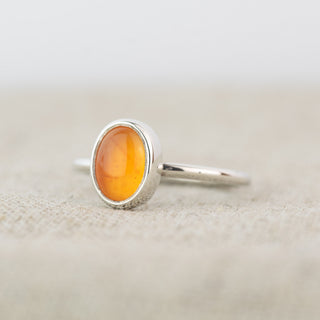 Oval Carnelian Silver Stacking Ring - Size K