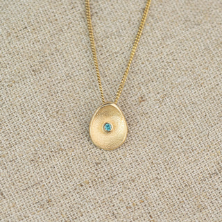 Sea Buttons April Birthstone Solid Gold Blue Diamond Pendant