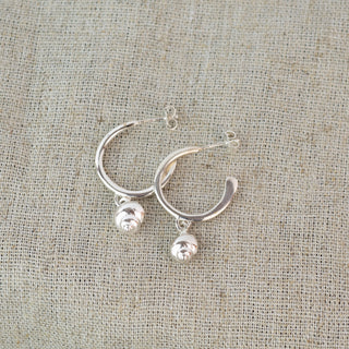 Silver Periwinkle Hoop Earrings