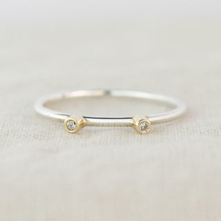 Andromeda Diamond Two Stone Silver & Gold Ring