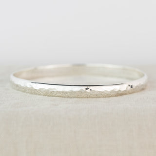 Simple D-Shaped Hammered Bangle